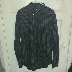 Polo by Ralph Lauren Men's Checkered Shirt - Green and Navy